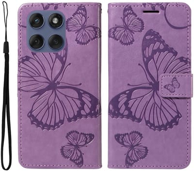 Coverup Hoesje - Geschikt voor Motorola Edge 60 / 60 Fusion / 60 Pro Hoesje - Coverup Vlinders Book Case - Lila