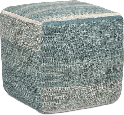 Kubus Poef Gestoffeerd Katoen Blauw Melange