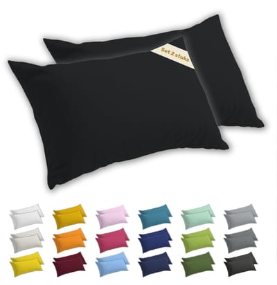 Lavea® Kussenslopen 40x60 cm Set van 2 – Kussenhoezen van 100% Zachte en Ademende Jersey Katoen met YKK Ritssluiting – Zwart