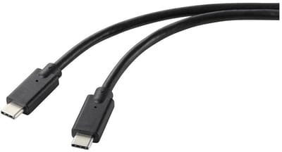 Renkforce RF-5251918 USB-laadkabel USB 2.0 USB-C stekker, USB-C stekker 1.00 m Zwart TPE-mantel