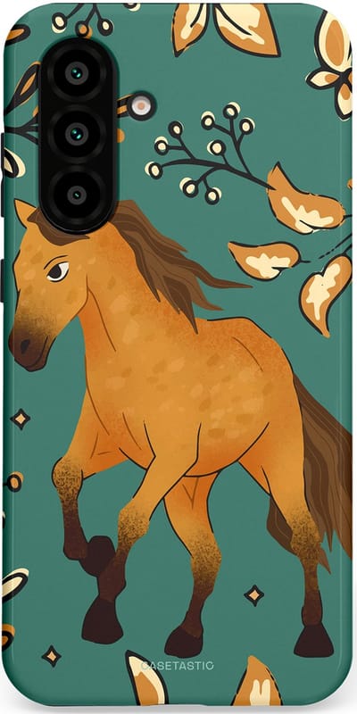 Casetastic Hoesje Geschikt voor Samsung A56 / A36 - Stijlvolle Beschermende Duo-layer Case - Groene bruine Paarden elegantie - Paris