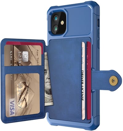 Portemonnee Hoesje Geschikt voor Apple iPhone 11 - Back Cover met Pasjeshouder - Telefoonhoesje voor Pinpas - Kaarthouder op Achterkant - Case met Magneet Blauw