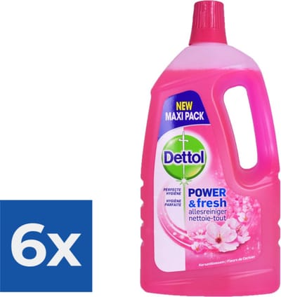 Dettol Allesreiniger Power & Fresh Kersenbloesem - 1-5 liter - Voordeelverpakking 6 stuks