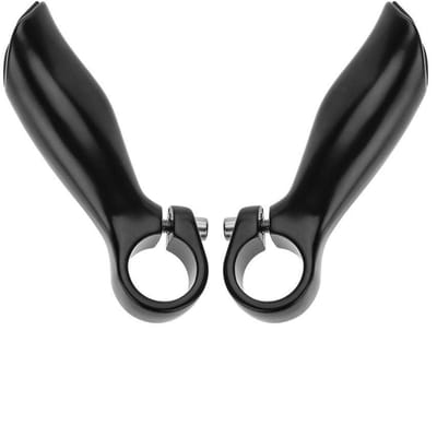 Dailygoods- Fiets Stuur Ergonomisch - Aluminiumlegering - 2 Stuks - Totale Lengte 11 cm - Antivervorming - Zwart - Fietsstuurtips