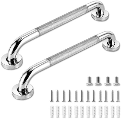 Grijpstangen voor douche, 2 stuks 40 cm antislip douchehandgrepen voor ouderen, veiligheidsdouchegreep, roestvrijstalen handicapgrijpers voor badkamer (gepolijst nikkel 2,5 cm diameter)