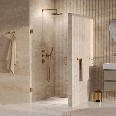 Brauer Void - Nisdeur - Helder Glas - 100 x 200 cm - Omkeerbaar - incl. Glascoating - PVD Goud Geborsteld