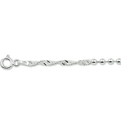 The Jewelry Collection Armband Singapore En Bolletjes 3,0 mm 18 cm - Zilver