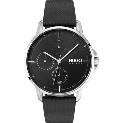 Hugo Focus 1530022 Horloge - Leer - Zwart - Ø 42 mm