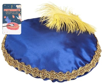pietenmuts - unisex - rood met paarse veer & goud detail - inclusief naamsticker - morgen in huis - kinderen - pieten baret - sinterklaas - unisex