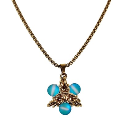 50cm tot 55cm Ketting Dames - Verguld RVS - Jasseron-Ketting met Lichtblauw Ster Hanger - Verstelbaar