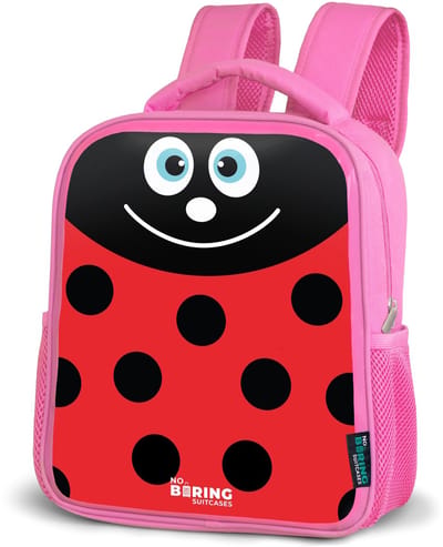 NoBoringSuitcases.com® - Rugzak roze - Schooltas meisjes - Dierenportret rood lieveheersbeestje - Kinder rugtas meisje - Boekentas kind - Kinderrugzak voor school - Schoolrugzak