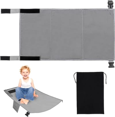 Vliegtuig Voetsteun - Reis Hangmat - Comfortabel Reizen - Verstelbare Lengte - 79 x 44 cm - Zwart