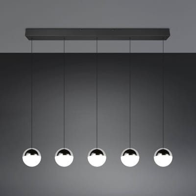 Reality Leuchten LED hanglamp Senta, chroom, lengte 114 cm, 4.000 K, 5-lamps.