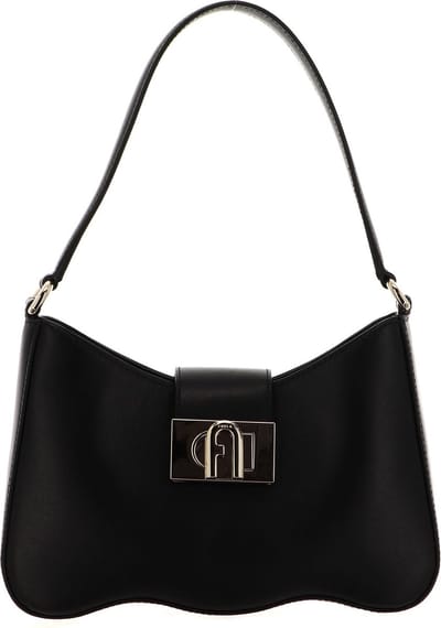 FURLA Leren Schoudertas 1927 Shoulder Bag Wave Nero Zwart