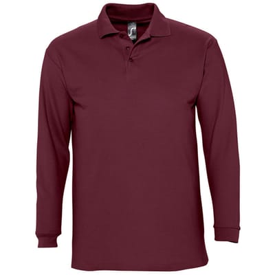 SOLS Heren-Winter II Poloshirt met lange mouwen van Piqué katoen (Bourgondië)