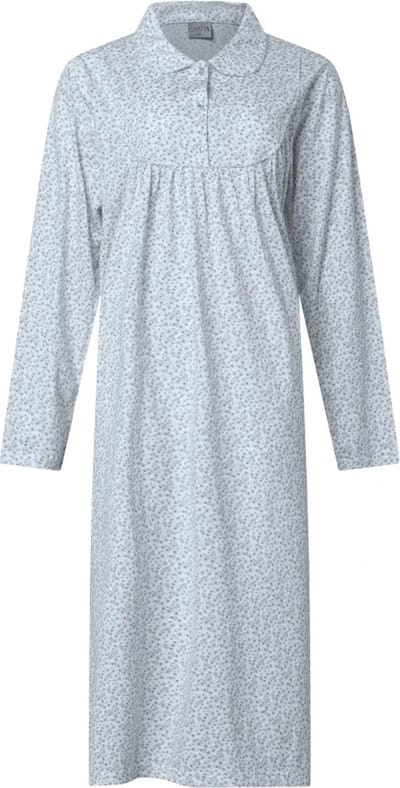 Lunatex - klassiek dames nachthemd 224177 - 100% katoen - blauw - maat L