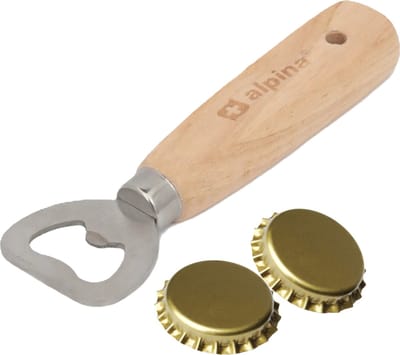 Flessenopener - 2x - hout/metaal - 14 cm - bierflesje opener