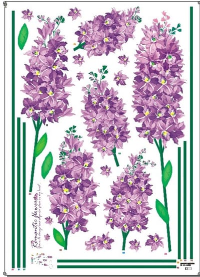 Muurstickers, decoratief zelfklevend, ontwerp met irissen en paarse bloemen