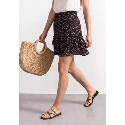 Kniehoge chiffonrok met print
