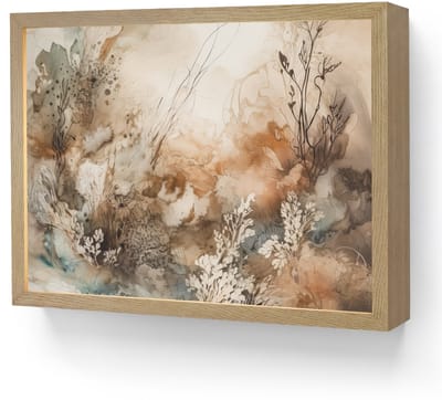 Wandlamp 40x30 cm - Oplaadbaar - Abstract - Beige - Verf - Kunst - Natuur - Bloemen - Wandlampen binnen woonkamer - Slaapkamer lamp - Decoratieve nachtlamp - Vloerlamp draadloos
