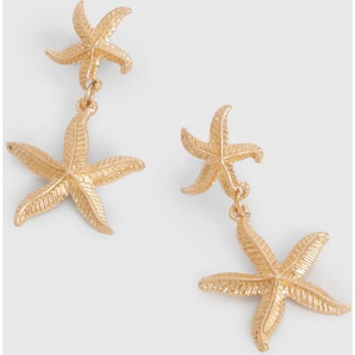 boohoo Dames Starfish Drop Earrings | Goud