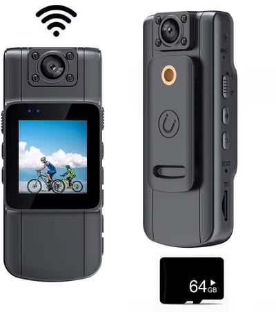 Mini draagbare actiecamera in Full HD 1080p, uitgerust met een 360° draaibare lens en beeldstabilisatie, een camera voor in je zak.