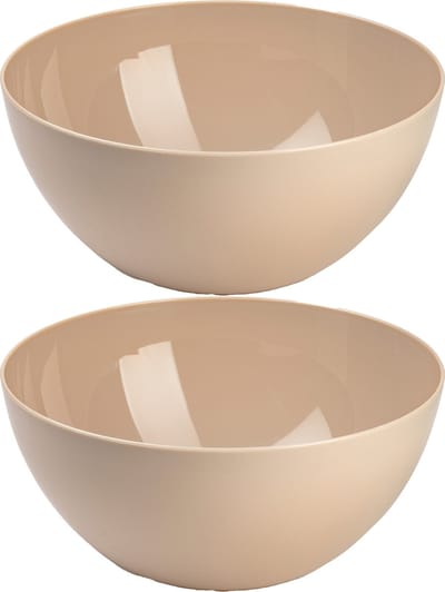 Plasticforte Serveerschaal/saladeschaal - 2x stuks - D23 x H10 cm - kunststof - beige - 3000 ml