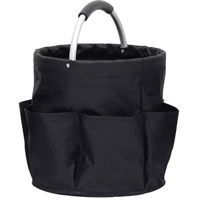 Sac Organisateur de Rangement Grand 17L Panier Pliant Sac Fourre-tout de Pique-nique Caddie de Nettoyage d'Extérieur avec Poignée Sac à Outils Fournitures de Nettoyage noir