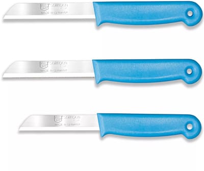 Solingen 3 delige keukenmessen set met 2 schilmessen en 1 tomatenmes 15 cm en 18 cm turquoise