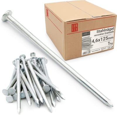 Stalen Spijkers - Draadnagels Timmerwerk - Bouw Bevestiging - Verzinkte Kop - 46 x 125 mm - Blank