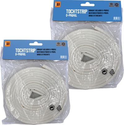 DULA Tochtstrip voor deuren 12m - Wit - 20mmx3m - Tochtband - 2 tochtstrips