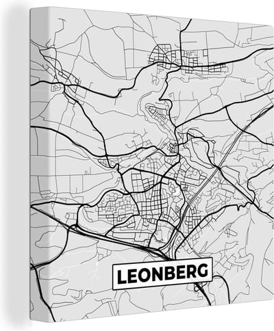 Canvas Schilderij Kaart - Duitsland - Plattegrond - Stadskaart - Leonberg - 20x20 cm - Wanddecoratie