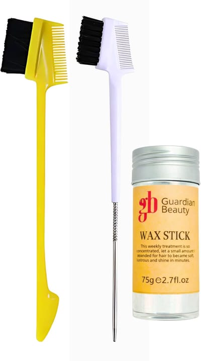Guardian Beauty Edge Control Borstel en Kamset + Waxstick - Haarstylingtools voor Randjes en Gladstrijken