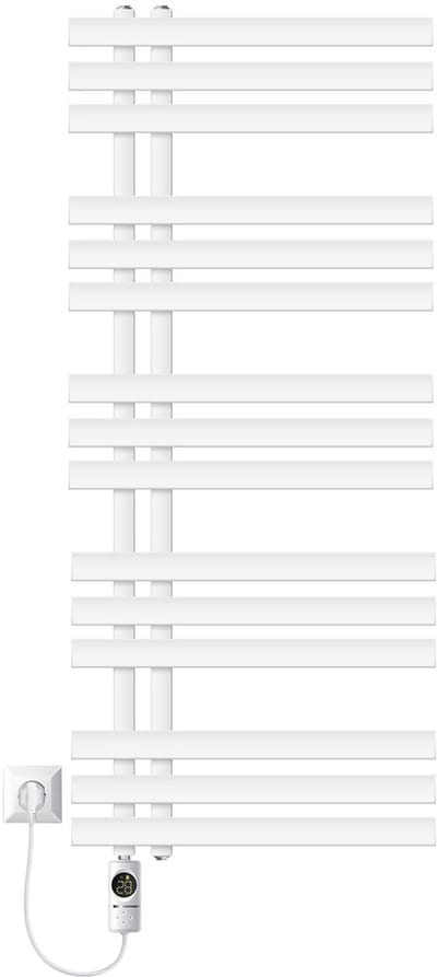Badkamer radiator middenaansluiting 500x1200 mm wit met verwarmingselement 900W LuxeBath