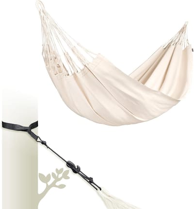 Kingsize Hangmat - Katoenen Hangmat - Buiten Ontspannen - Biologisch Katoen - 2x 1.55 Meter - Melk