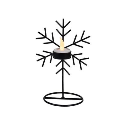 Kandelaar metaal snowflake zwart mt led 20cm