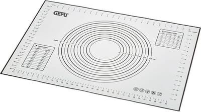 Bakmat met maatschaal en omrekentabel, Siliconen & Glasvezelgaas, 70 cm x 50 cm, Wit - GEFU | PAD