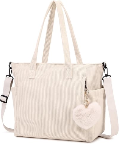 Schoudertas Dames - Grote shopper - Dagelijks gebruik - Gemaakt van corduroy - 39 x 14 x 28 cm - Bruin