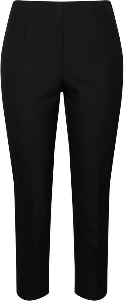 Ulla Popken - Dames - 7/8-broek biezen smalle broekspijpen elastische tailleband - Zwart - Maat 58