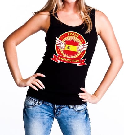 Zwart Spain drinking team tanktop / mouwloos shirt Zwart dames - Spanje kleding S