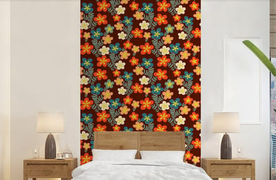 Behang - Fotobehang Retro - Patronen - Bloemen - Jaren 70 - Breedte 150 cm x hoogte 240 cm