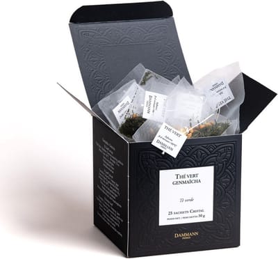 Dammann Frères - Genmaicha 25 Cristal zakjes - Groene Sencha met gepofte rijst - Composteerbare theebuiltjes