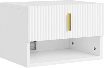 SoBuy Zwevend Nachtkastje - Ladekast - Wit - LED Verlichting - 1 La | FBT176-E-W