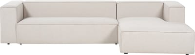VERNON - Hoekbank 3-zits - Lichtbeige - Linkszijdig - Polyester
