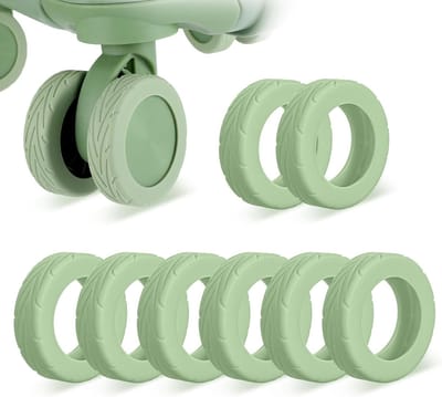 Set van 8 Beschermhoezen voor Bagagewielen, Geluidsarme Siliconen Covers voor Spinner Wielen van 2-2.4 Inch, Slijtvaste Bescherming voor Reisbagage en Koffers (Groen)