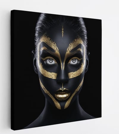 Saammp Canvas Schilderij - Goud - Portret - Vrouw - abstract - 20x20 - Foto op canvas - Wanddecoratie - Muurdecoratie Woonkamer - Slaapkamer decoratie - Canvas Print