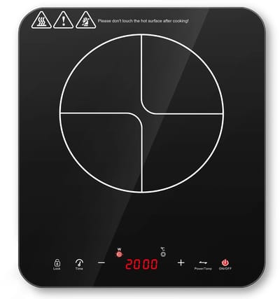 Seth Select Inductiekookplaat 2000W – Draagbare 1-Pits Kookplaat 28 cm met Touchbediening, 10 Vermogens- en Temperatuurstanden, 3 Uur Timer en Kinderslot