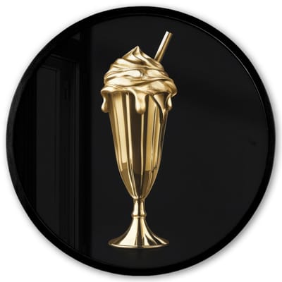 Poster in lijst Rond - Fotolijst 40x40 cm - Posters - Milkshake - Goud - Drinken - Zwart - Ronde posterlijst zwart - Decoratie - Wanddecoratie woonkamer - Muurdecoratie slaapkamer