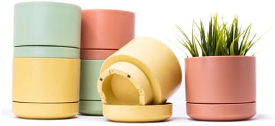 Dailygoods- Bloempot Set 6 Stuks - Plantenpot 12 cm - Vochtretentie - Drainagesysteem - Kunststof - Matte Pasteltinten