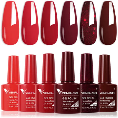 Venalisa UV Gellak Rood Combi - 45 ml (6x 7.5 ml) - Rode Gellak - Gellac Rood - Gellak Red - Gellak Set Rood - Gellak Kleuren - Venalisa Gellak - Gellak Nagellak